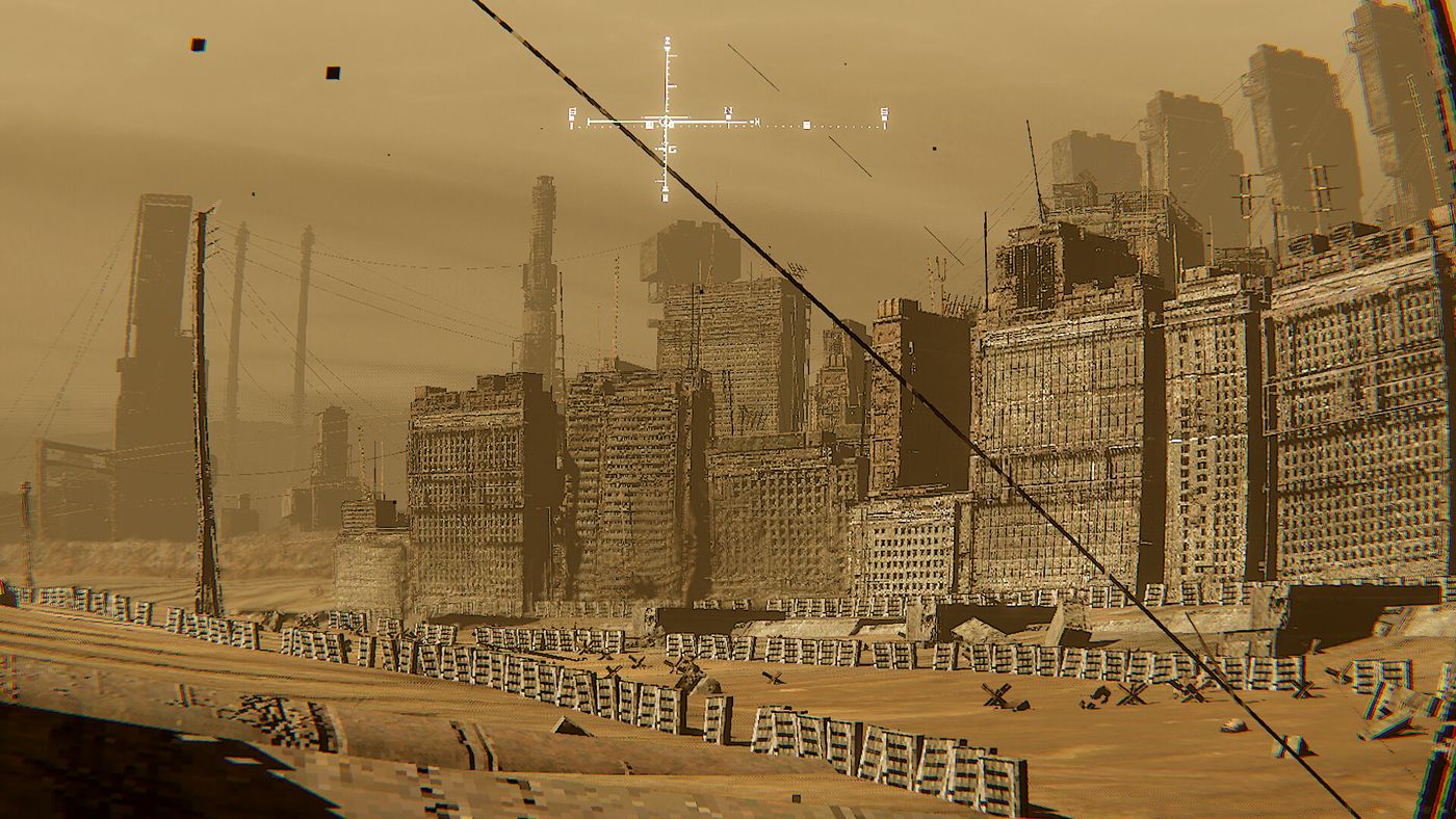A broken city under the burning sky